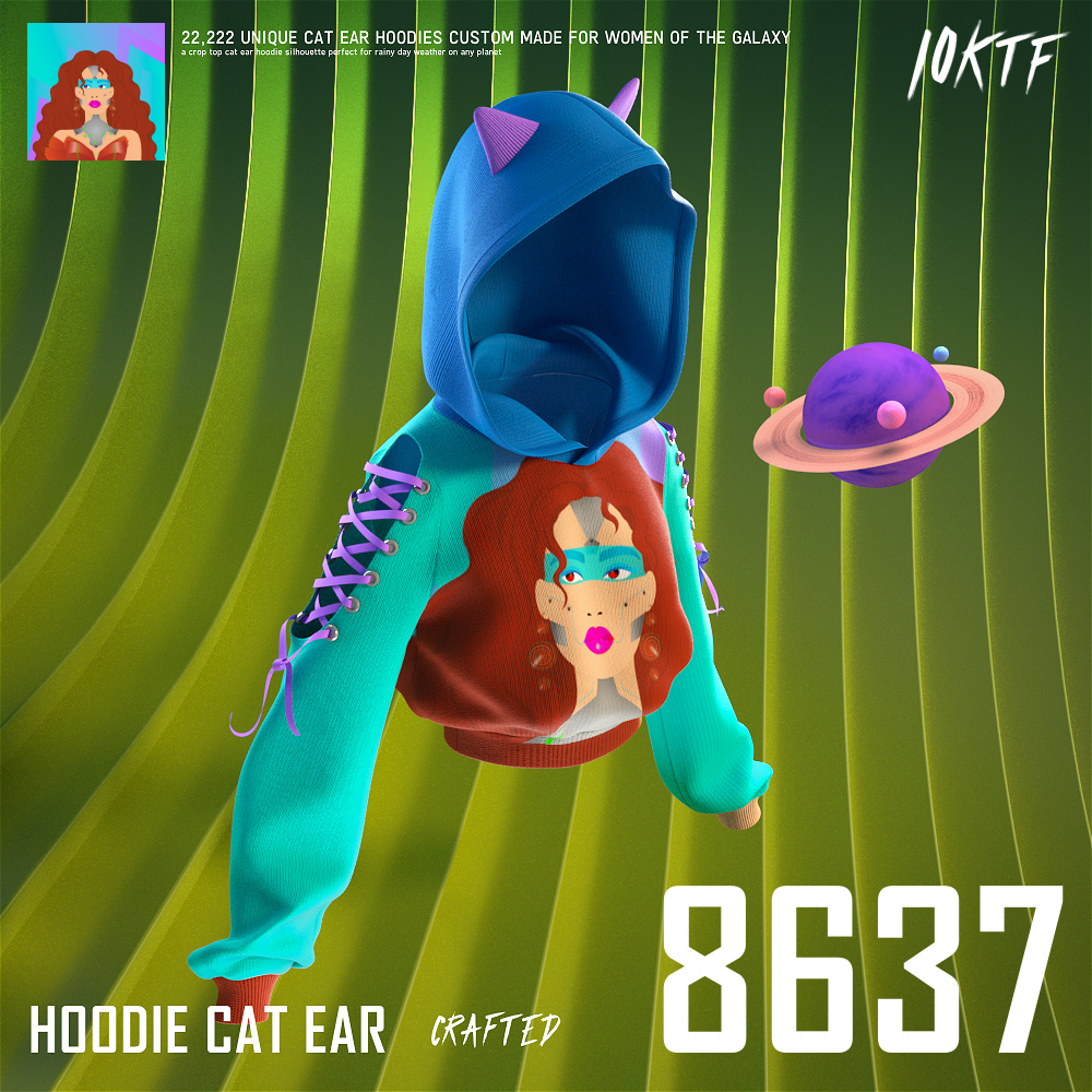 Galaxy Cat Ear Hoodie #8637